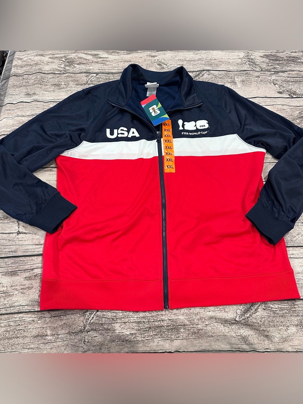NWT FIFA USA World Cup Red, Navy & White Track Jacket Men’s Size XXL